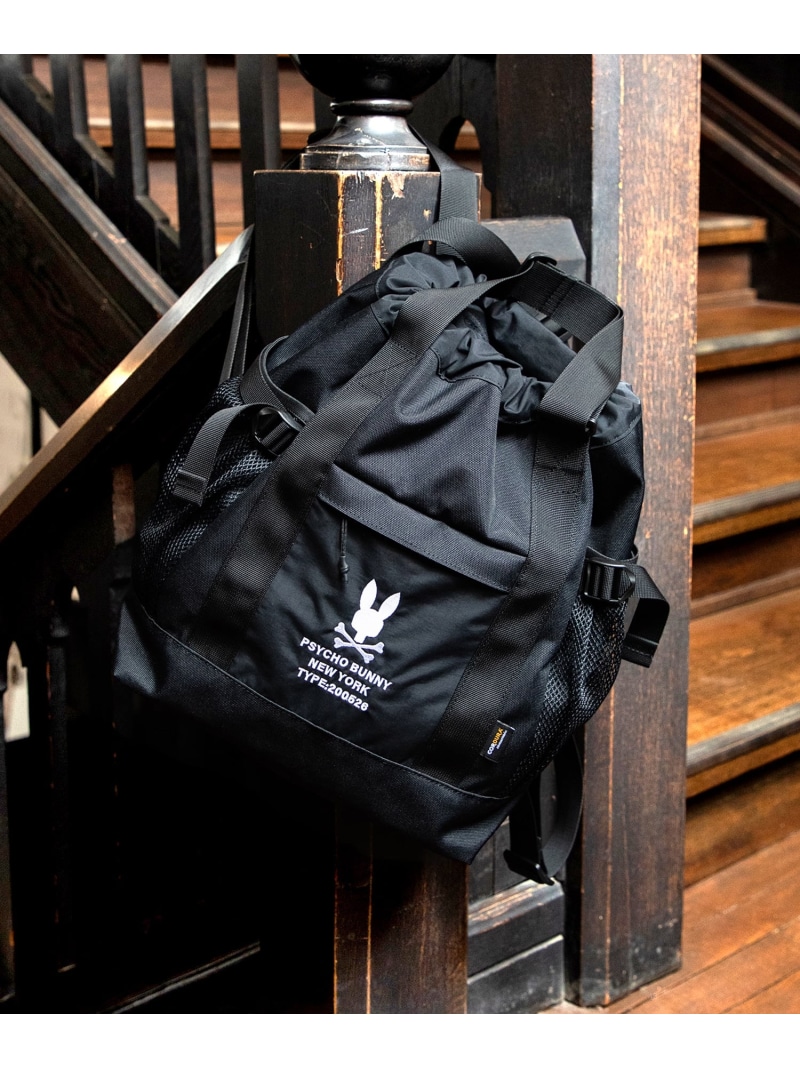 Psycho Bunny CORDURA   2WAYバッグパックトート サイコバニー 御徒面子 ショルダーバッグ 黒いこと【貨物輸送無料】