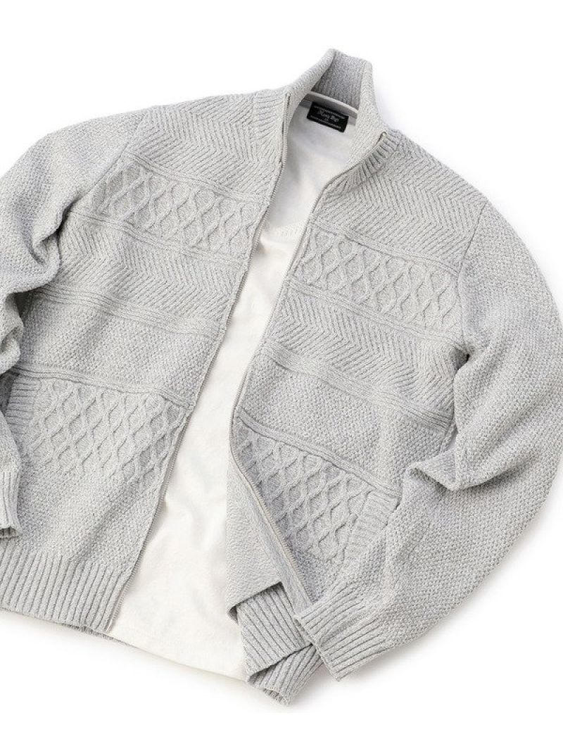 Men S Bigi ジップアップカーディガン パネルボーダー