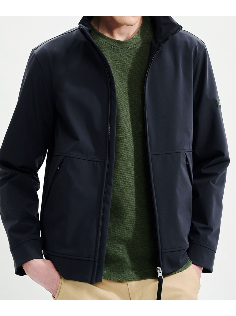 【SALE／50%OFF】AIGLE ソフトシェル スタンドジップアップ ジャケット エーグル ジャケット・アウター ナイロンジャケット ネイビー ブラック【RBA_E】【送料無料】｜ Fashion Men