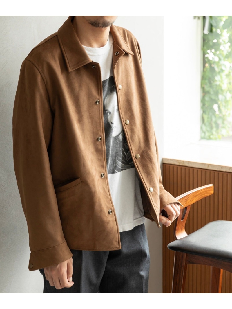 SHIPS MEN SHIPS: ポリエステル フェイク スエード コーチ ブルゾン シップス ジャケット・アウター ブルゾン・ジャンパー ブラウン グレー【送料無料】 19,272円