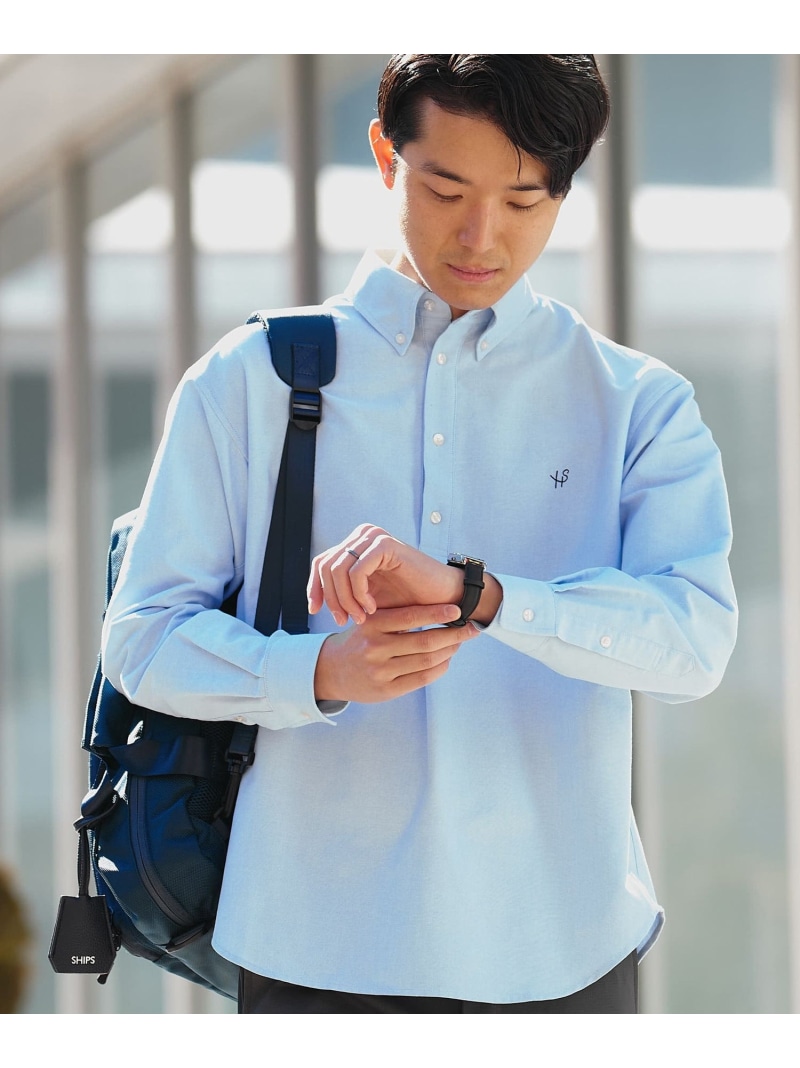 SHIPS MEN 【WEB限定】SHIPS: 防シワ・吸水速乾 Drymix(R) プルオーバー ボダンダウン シャツ シップス トップス シャツ・ブラウス グレー ネイビー ホワイト【送料無料】
