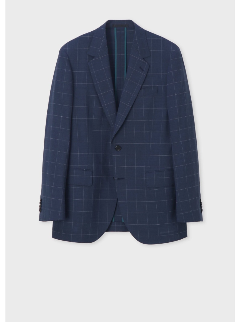 Paul Smith サマーウィンドウペーン ライトウェイトジャケット 極点・スミス ジャケット・アウター テーラードジャケット・ブレザー 薄墨色 青色【貨物輸送無料】