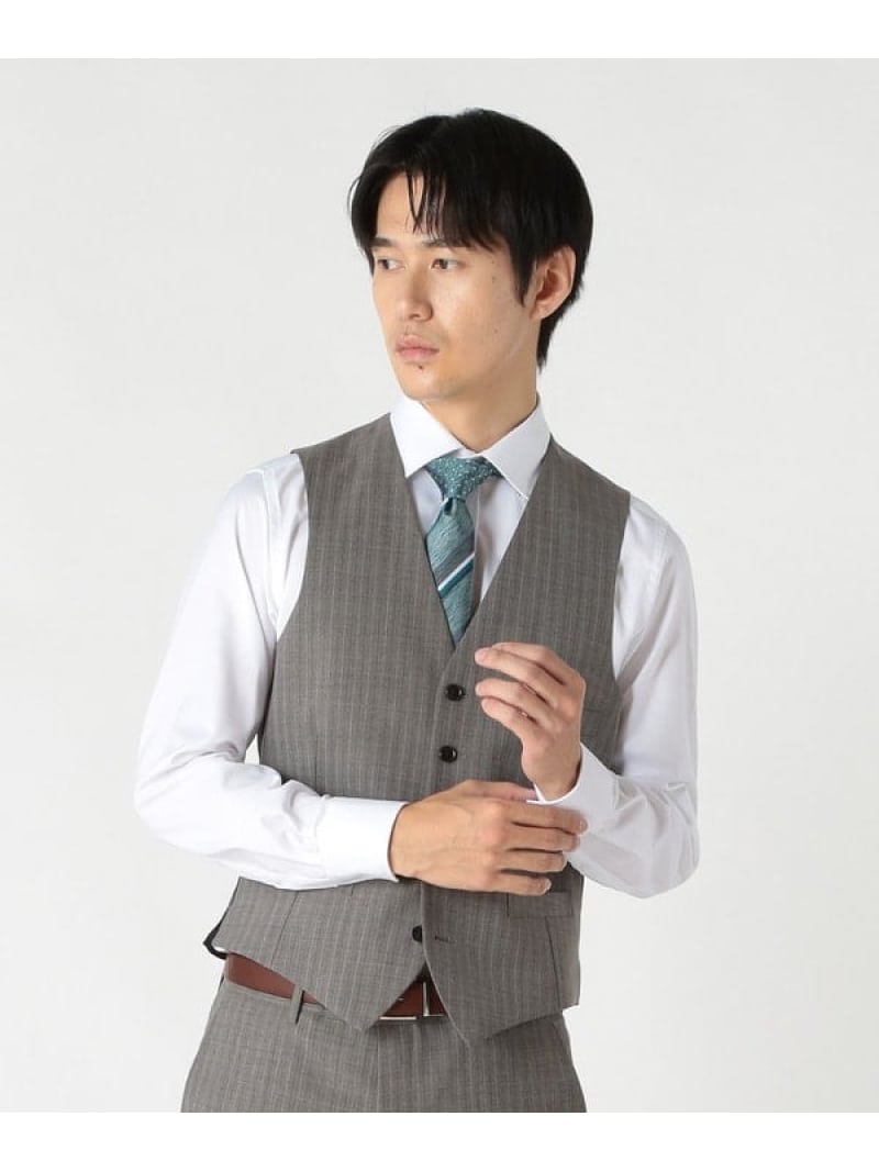 【SALE／40%OFF】CROWDED CLOSET トロピカルストライプスーツベスト(同素材セットアップあり) メンズ ビギ トップス カットソー・Tシャツ グレー ネイビー【RBA_E】【送料無料】
