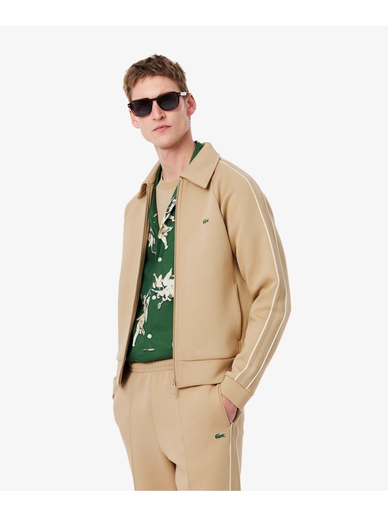 【SALE／40%OFF】LACOSTE ショルダーテーピングダブルフェイススェットブルゾン ラコステ トップス カーディガン ベージュ【RBA_E】【送料無料】｜ Fashion Men