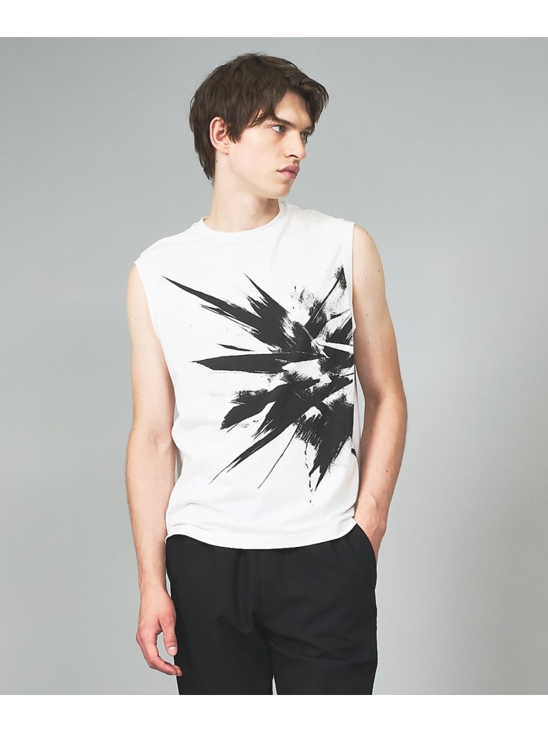 5351POUR LES HOMMES ジップ ノースリーブTシャツ ゴーサンゴーイチプールオム トップス カットソー・Tシャツ ホワイト ブラック【送料無料】｜ Fashion Men