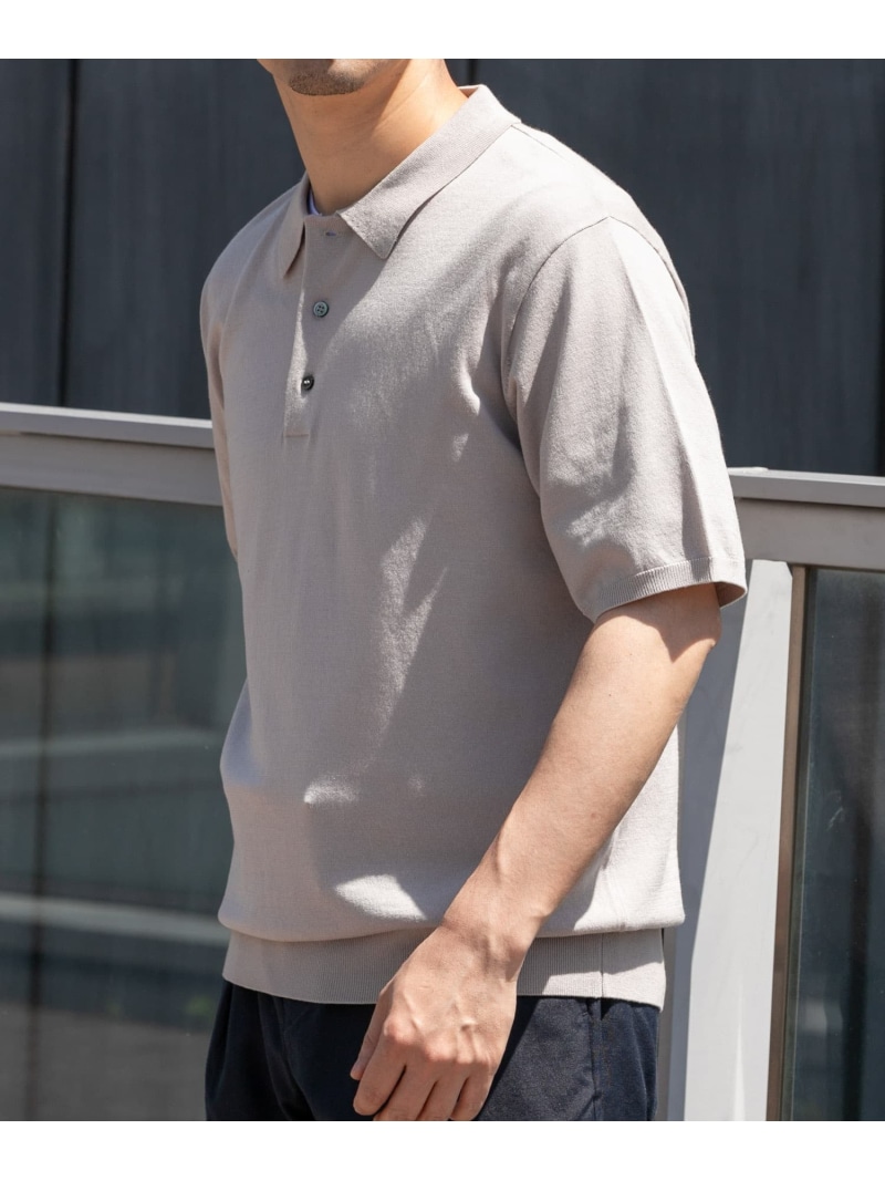URBAN RESEARCH ROSSO 『WEB限定』シルク混サマーニットポロシャツ アーバンリサーチロッソ トップス ポロシャツ ブルー グレー ブラウン【送料無料】