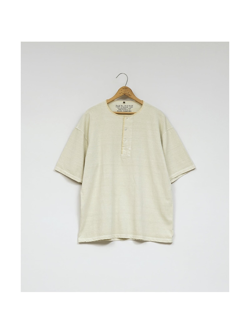 Nigel Cabourn 50s ヘンリーネックシャツ - えの具 ナイジェル・ケーボン トップス カットソー・ティーシャツ 白いこと 青碧 緑であること【貨物輸送無料】