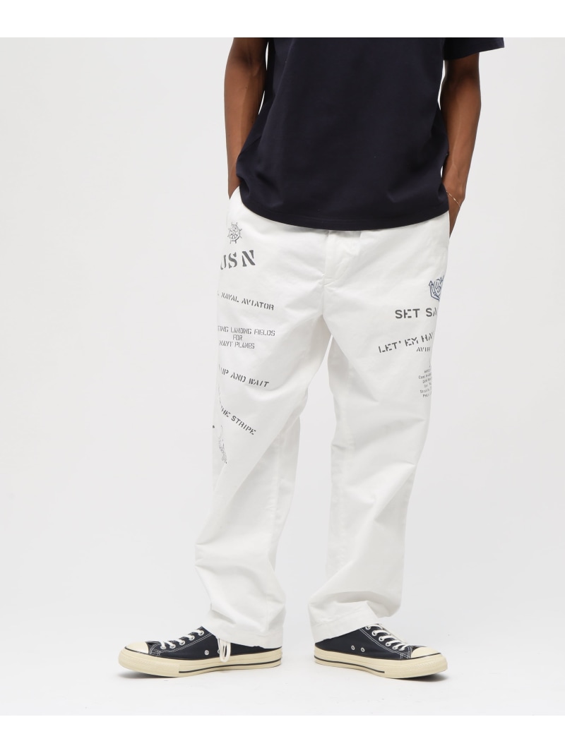 AVIREX AGED LOOK STENCIL CHINO PANTS アヴィレックス パンツ その他のパンツ ホワイト カーキグリーン【送料無料】