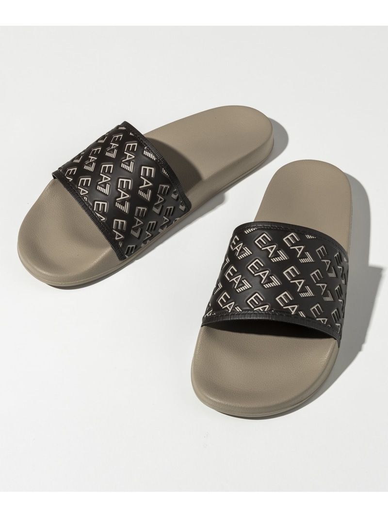 EA7 EMPORIO ARMANI EA7 イーエーセブン エンボスロゴシャワーサンダル シフォン シューズ・靴 サンダル 黒いこと【貨物輸送無料】