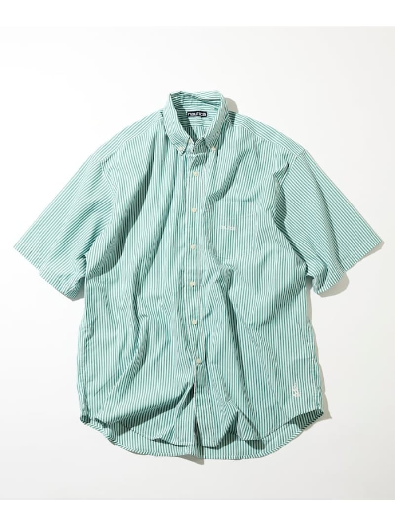 【SALE／10%OFF】NAUTICA ビッグ影ぼうし ブロード 縞模様 BD S フリークスストア トップス プルオーバー・トップ 青色 米国海軍 緑であること【RBA_E】【貨物輸送無料】