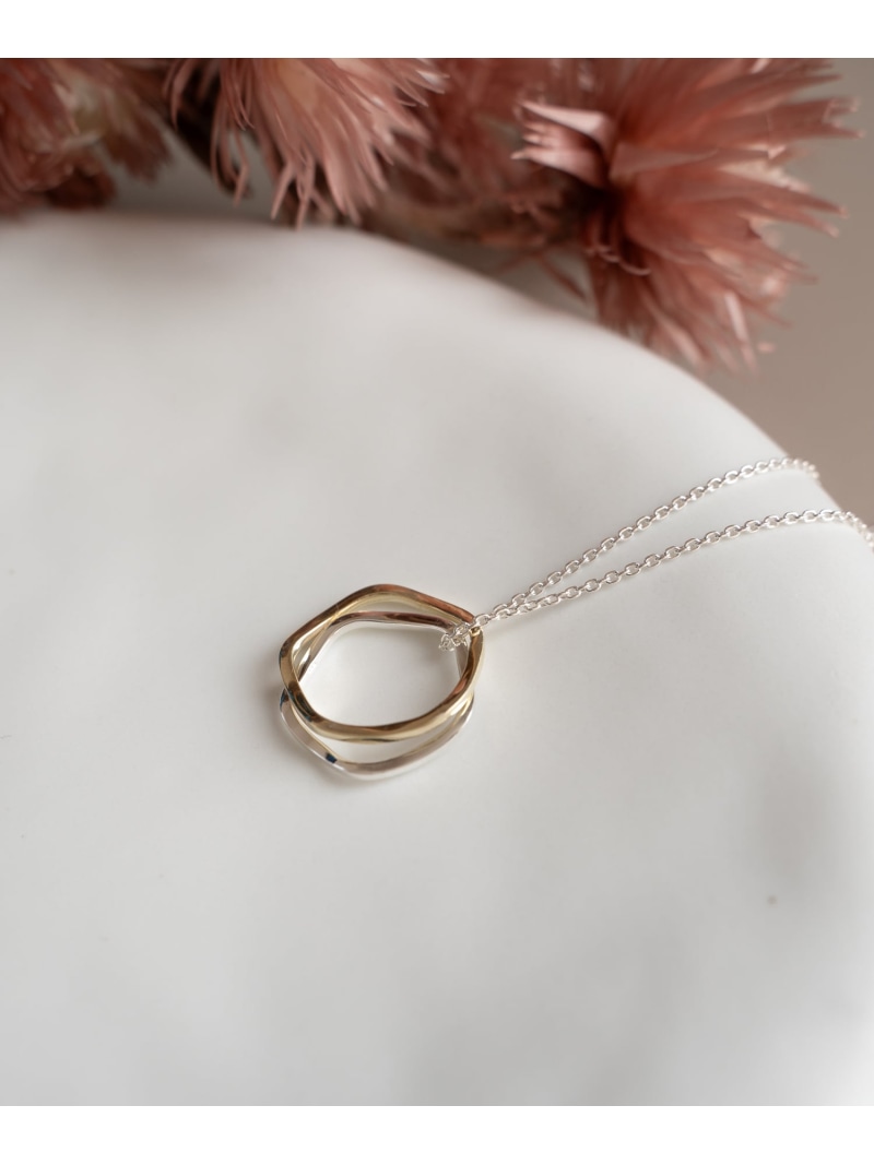 SENTI W WAVE RING NECKLACE SV Wリングチェーンネックレス(シルバー925*金メッキ) コンポジット アクセサリー・腕時計 ネックレス シルバー【先行予約】*【送料無料】｜ Fashion Men