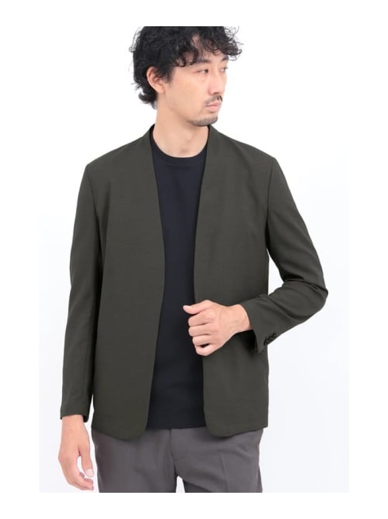 HIGH STREET HIGH STREET∴リフラクスエコストレッチノーカラージャケット トルネードマート トップス カットソー・Tシャツ ネイビー グレー【送料無料】