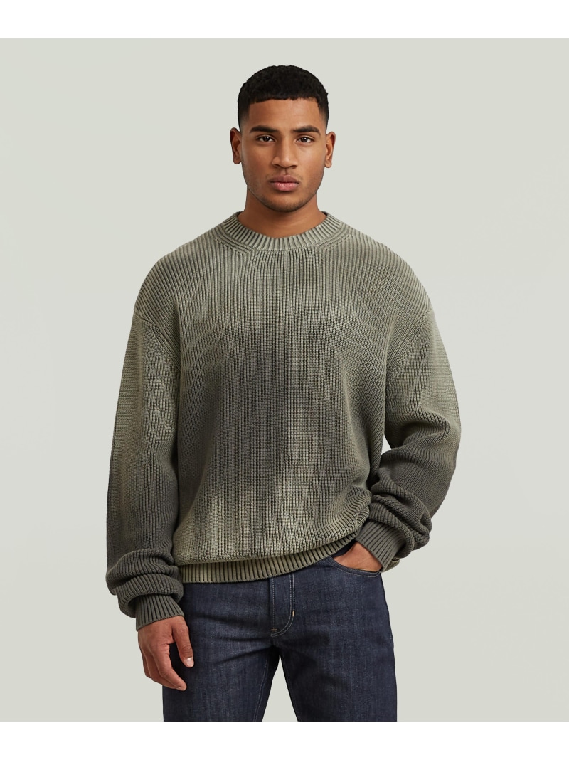 G-Star RAW 【公式ショップ】Sunfaded Loose Knit Pullover/ヴィンテージライクサンフェードオーバーサイズコットンニットセーター ジースターロゥ トップス ニット カーキグリーン【送料無料】｜ Fashion Men