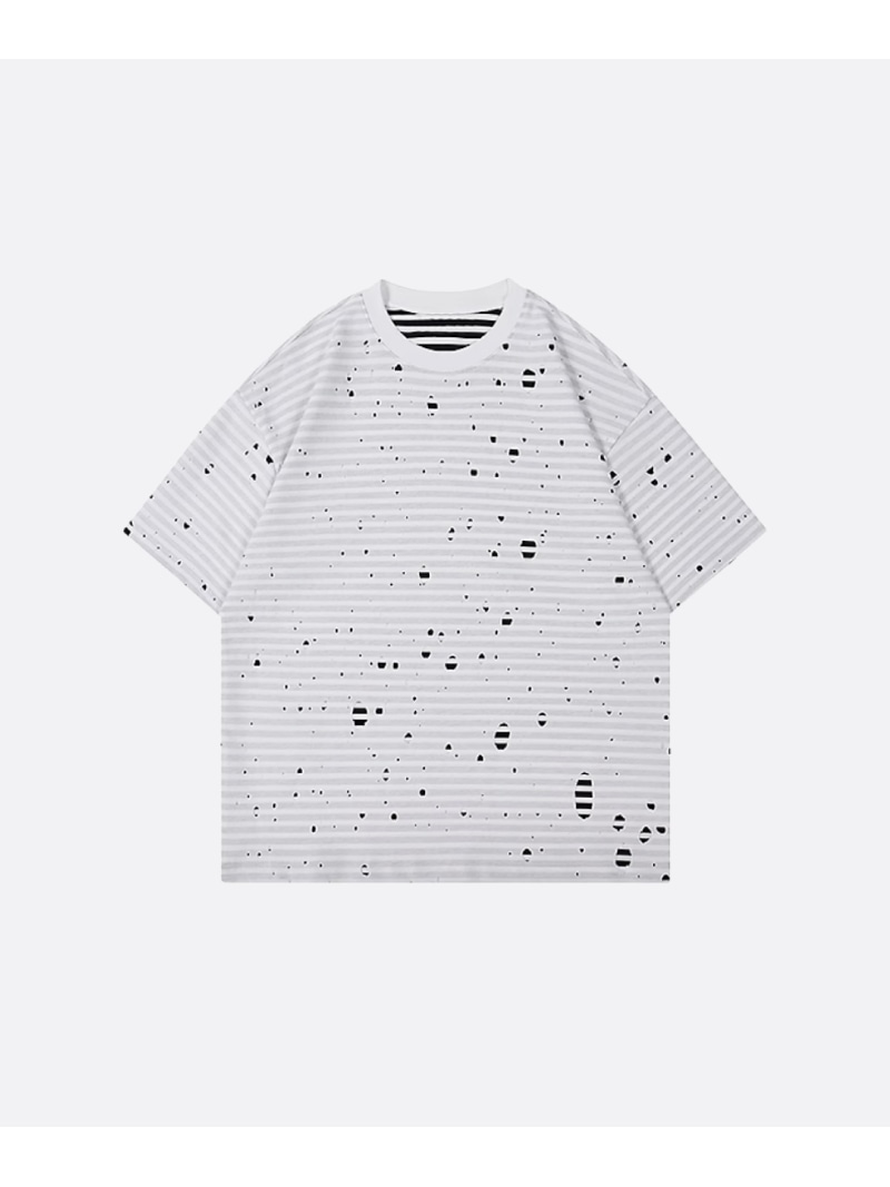 U:UME Broken Hole T ユーム トップス カットソー・Tシャツ グレー ホワイト【先行予約】*【送料無料】