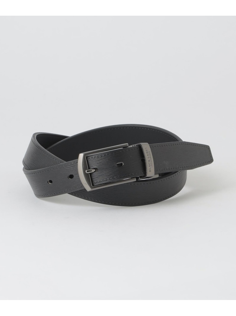 BLACK LABEL CRESTBRIDGE ウォーターフォールエンボスブラックスリムリバーシブルベルト 青み付け札 / ブラックレーベル・クレストブリッジ 流行り物雑貨 胴締め 黒いこと【貨物輸送無料】