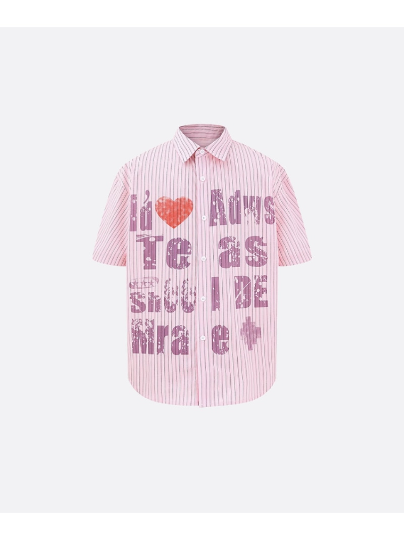 U:UME Graffiti Stripe Shirt ユーム トップス シャツ・ブラウス ピンク ブルー【先行予約】*【送料無料】| Fashion Men