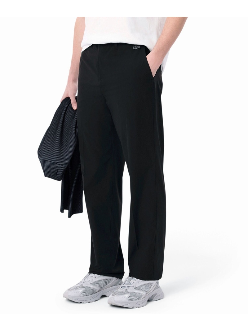 【SALE／50%OFF】LACOSTE 撥水 テクニカルストレッチ ルーズフィットストレートスラックスパンツ ラコステ パンツ スラックス・ドレスパンツ ブラック【RBA_E】【送料無料】