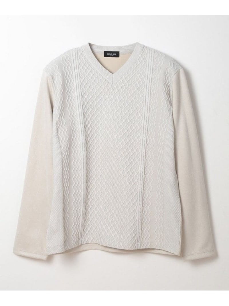 【SALE／50%OFF】MEN'S BIGI ニット*フェイクスエードVネックカットソー メンズ ビギ トップス カットソー・Tシャツ ブラウン グレー ブラック【RBA_E】【送料無料】