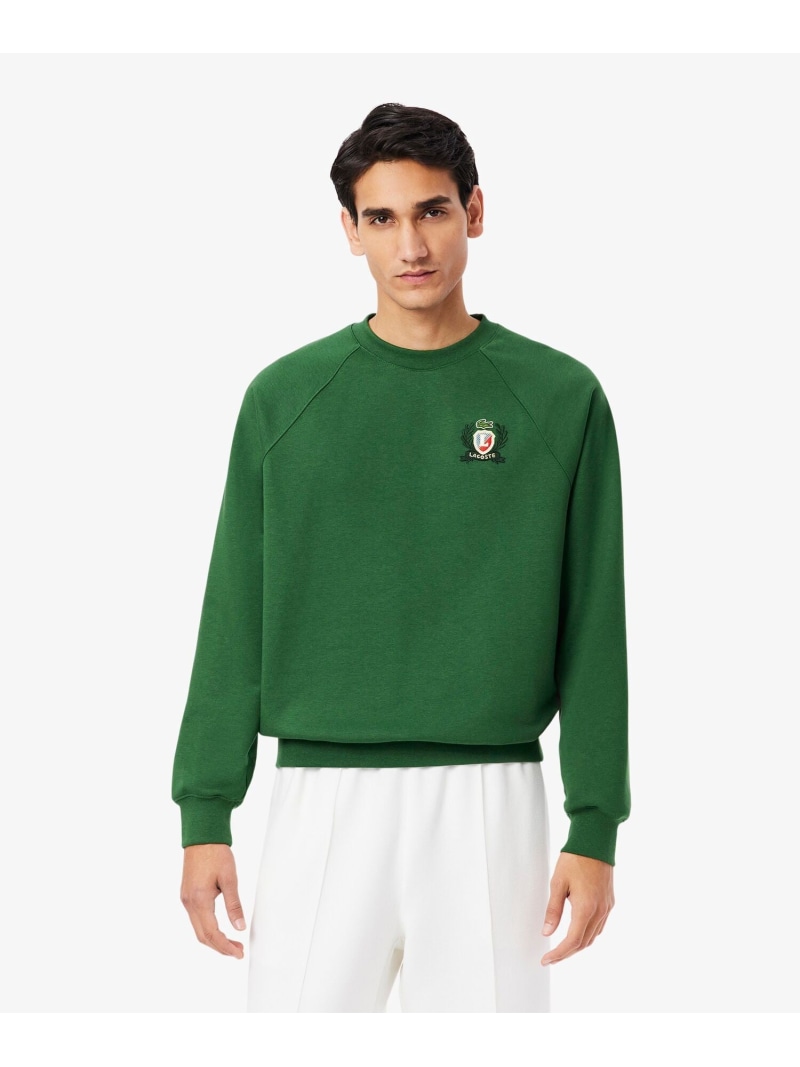 【SALE／50%OFF】LACOSTE エンブレムステッチフレンチメイドクルーネックスウェット ラコステ トップス スウェット・トレーナー グリーン ホワイト【RBA_E】【送料無料】 8,432円