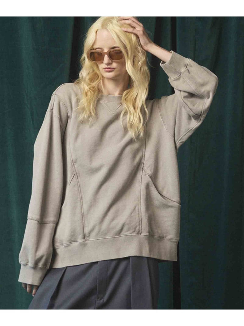 【SALE／20%OFF】MAISON SPECIAL Piping Switching Prime-Over Pigment-dye Sweatshirt メゾンスペシャル トップス スウェット・トレーナー サクラ色 黒いこと 薄墨色【RBA_E】【貨物輸送無料】