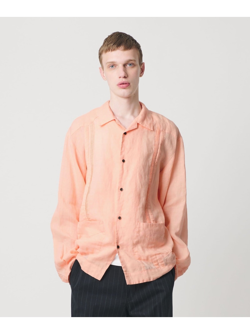monkey time BEAUTY&YOUTH UNITED ARROWS ラミー キャンバス キューバ シャツ ビューティー＆ユース　ユナイテッドアローズ トップス シャツ・ブラウス ピンク ブラック【送料無料】