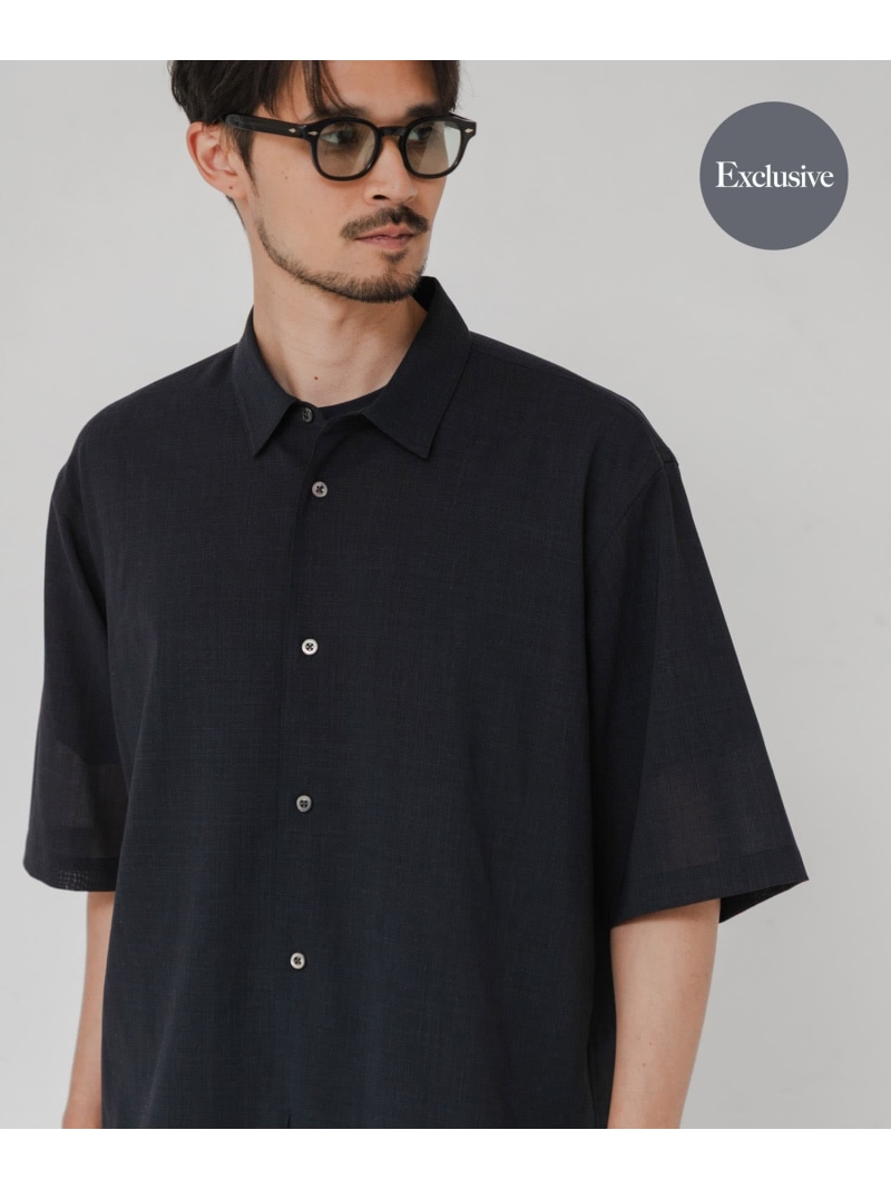 URBAN RESEARCH 『別注』ATON&times;URBAN RESEARCH WOOL GAUZE SHORT-SLEEVE SHIRTS アーバンリサーチ トップス シャツ・ブラウス グレー ネイビー【送料無料】｜ Fashion Men 30,030円