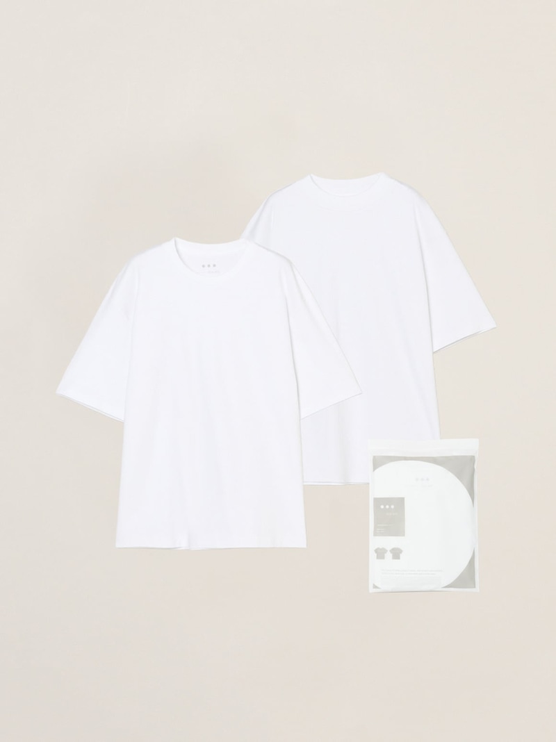 three dots 【Unisex】2 pack T-shirts regular fit スリードッツ トップス カットソー・Tシャツ グレー ブラック ホワイト【送料無料】｜ Fashion Men