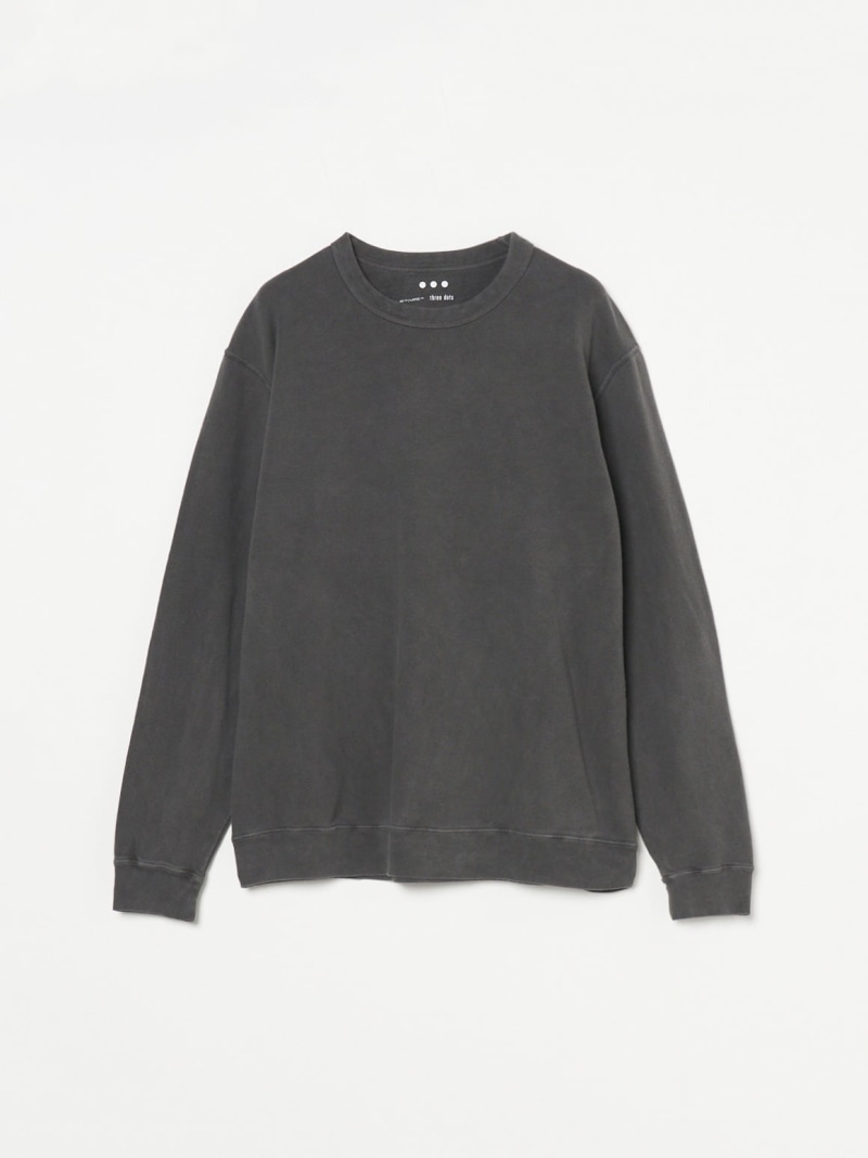 【SALE/50%OFF】three dots Men's Pigment dye organic cotton l/s crew スリードッツ トップス カットソー・Tシャツ ベージュ グレー ブルー イエロー【RBA_E】【送料無料】| Fashion Men