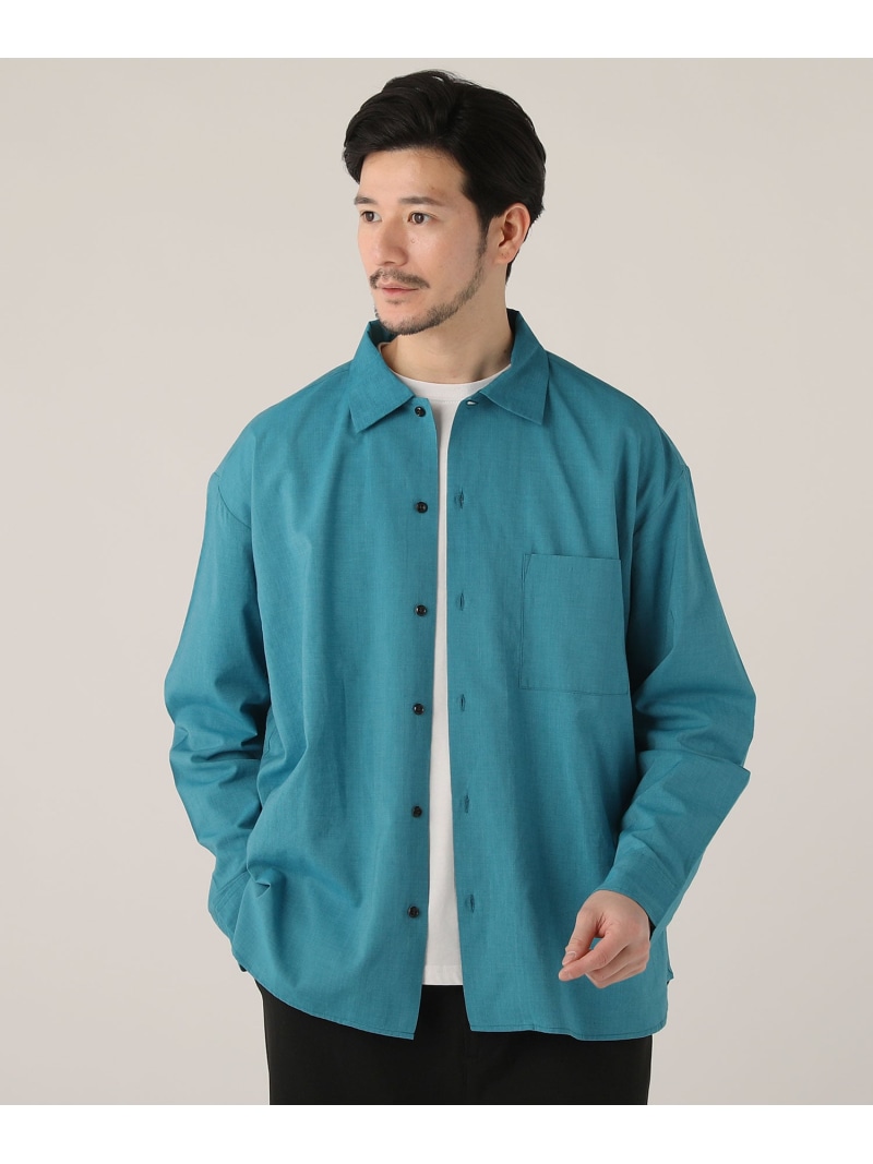 【SALE／5%OFF】ALLOWED TO UNFOLD テックリネンワイドレギュラー長袖シャツ カジュアル トップス シャツ・ブラウス グレー ブルー ホワイト【RBA_E】【送料無料】