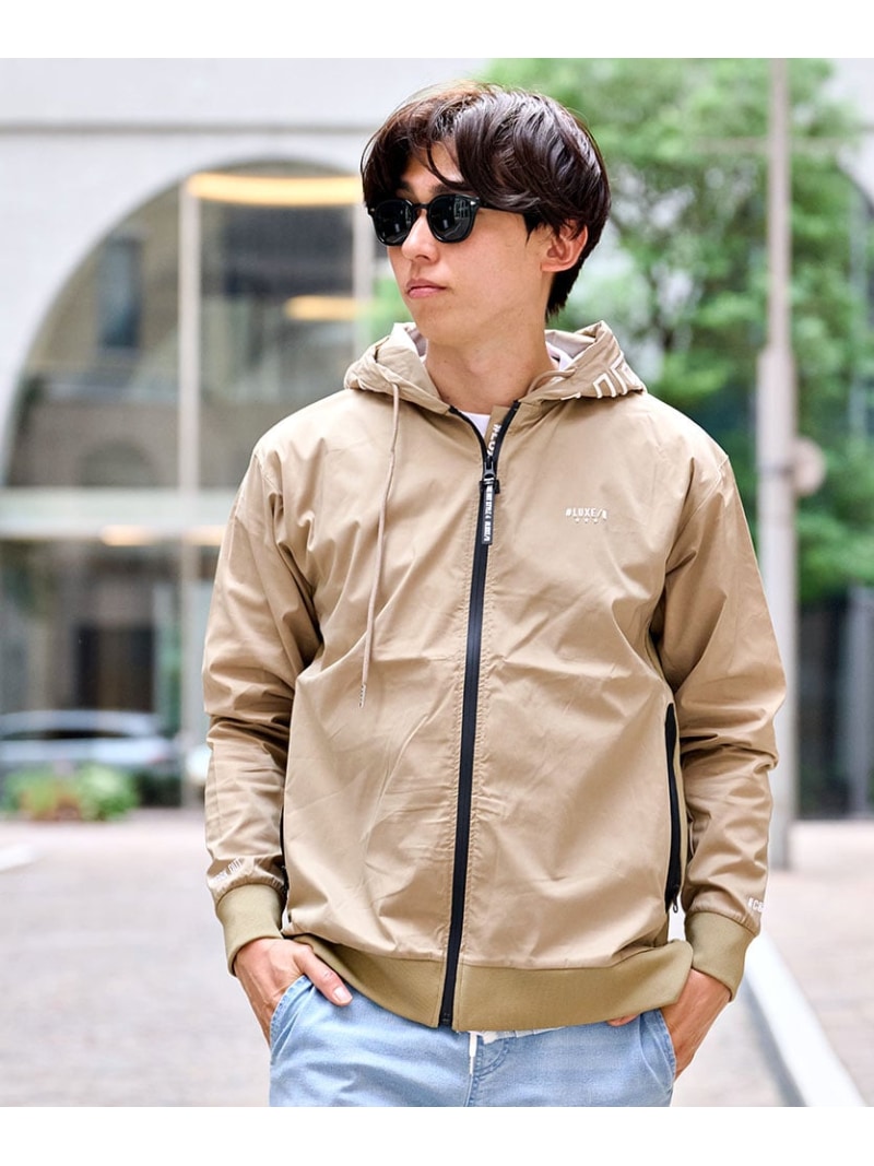 SB select LUXE/R 撥水加工ストレッチナイロン布帛ZIPパーカー シルバーバレット トップス パーカー・フーディー ベージュ ブラック カーキグリーン グレー【送料無料】