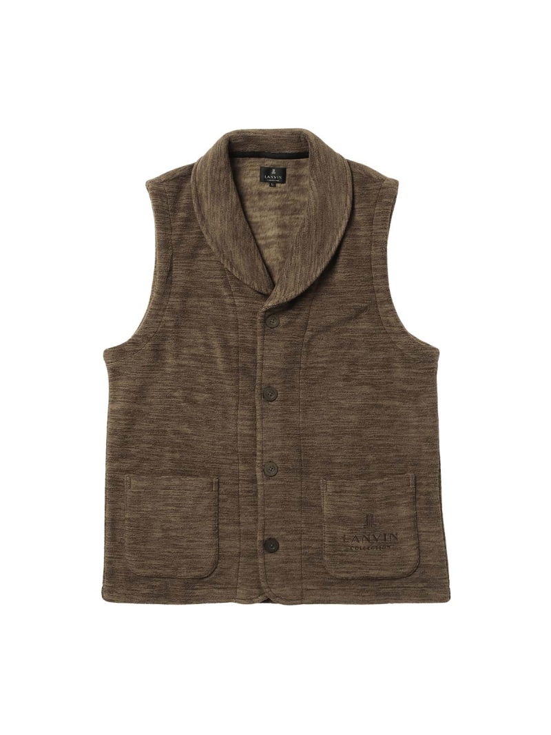 LANVIN COLLECTION LANVIN COLLECTION カチオン染フリース ベスト 半纏 はんてん ナイガイ インナー・ルームウェア その他のインナー・ルームウェア ネイビー ブラウン【送料無料】