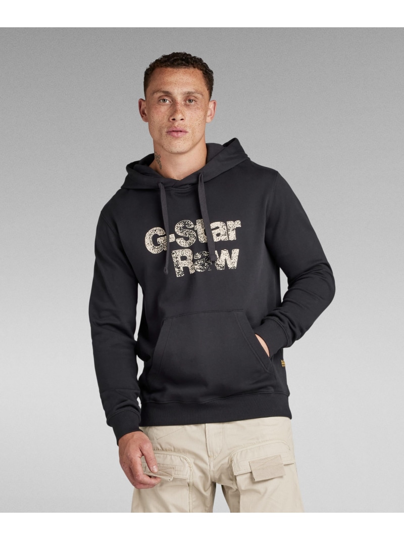 【SALE／40%OFF】G-Star RAW 【堅苦しさ販売店】PAINTED GRAPHIC HOODIE/ブランドロゴパーカー ジースターロゥ トップス パーカー・フーディー 黒いこと【RBA_E】【貨物輸送無料】