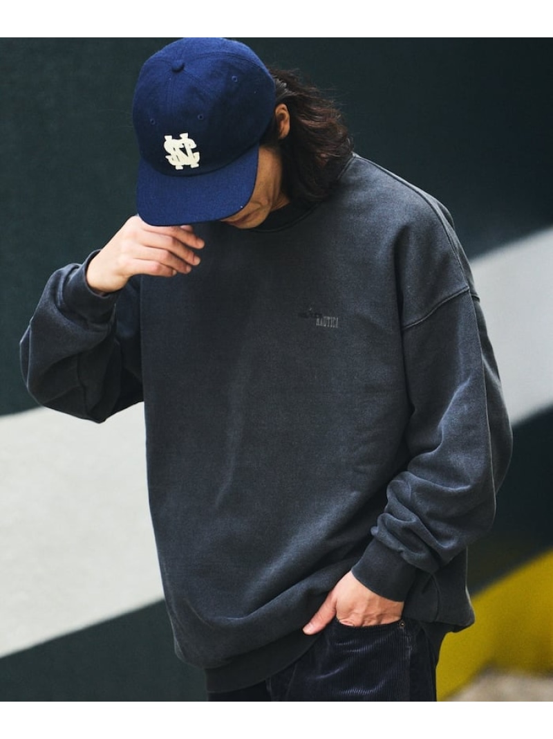【SALE／20%OFF】NAUTICA ピグメント加工 HIDDEN LOGO クルーネックスウェット 25AW フリークスストア トップス スウェット・トレーナー ブラウン ネイビー ブラック【RBA_E】【送料無料】