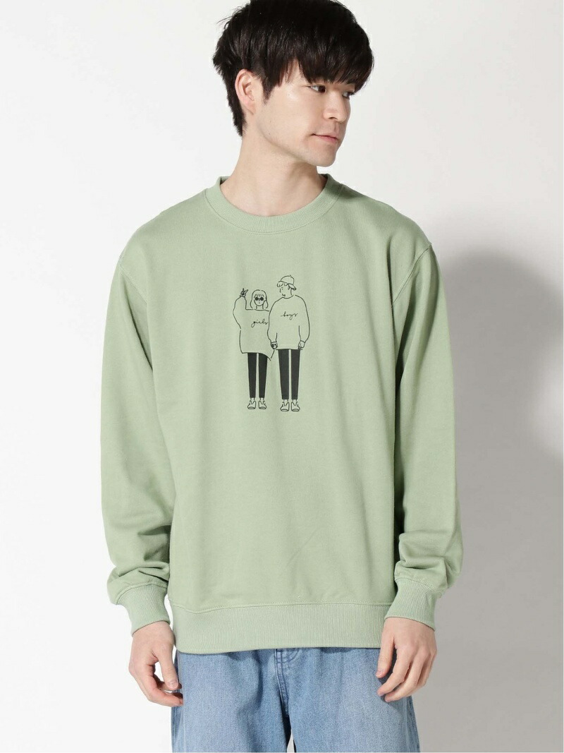 楽天市場 Sale 50 Off Wego Wego M カップルモチーフプルオーバー ウィゴー カットソー スウェット グリーン ホワイト Rba E Rakuten Fashion Men