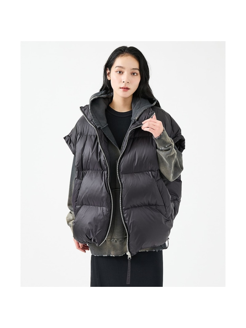 ABAHOUSE LASTWORD 【upper hights / アッパーハイツ】Chur BIGシルエット ダウ アバハウス ジャケット・アウター ダウンジャケット・ダウンベスト グレー ブラック【送料無料】
