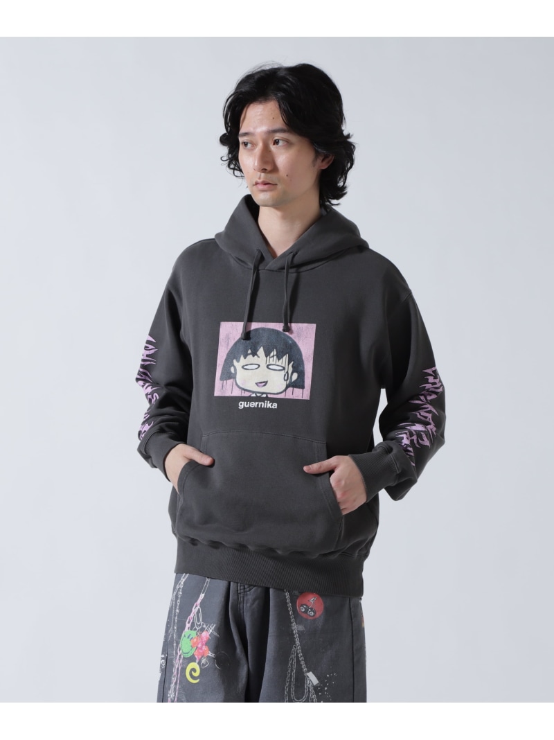 ROYAL FLASH guernika×小っちゃいまる子お父ちゃん/Drooping Maruko Vintage style Hoodie ロイヤル閃光電球 トップス パーカー・フーディー 黒いこと【貨物輸送無料】