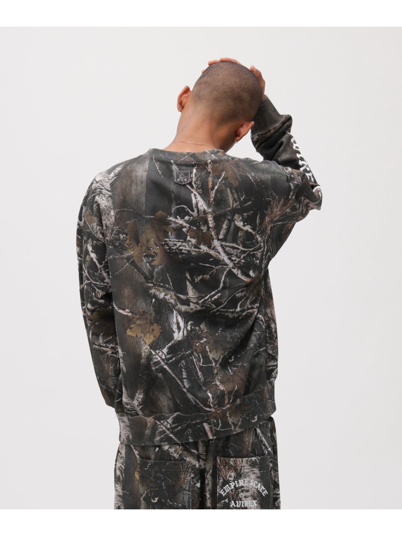 AVIREX CREW NECK SWEAT \"REAL TREE CAMO\"" アヴィレックス トップス スウェット・トレーナー 黒いこと【貨物輸送無料】"