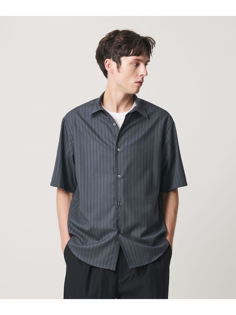 BEAUTY&YOUTH UNITED ARROWS 尾州 ストライプ レギュラー ショートスリーブ シャツ GRANDE TAPERD型 ウォッシャブル MADE IN JAPAN ビューティー＆ユース　ユナイテッドアローズ トップス シャツ・ブラウス ホワイト グレー【送料無料】
