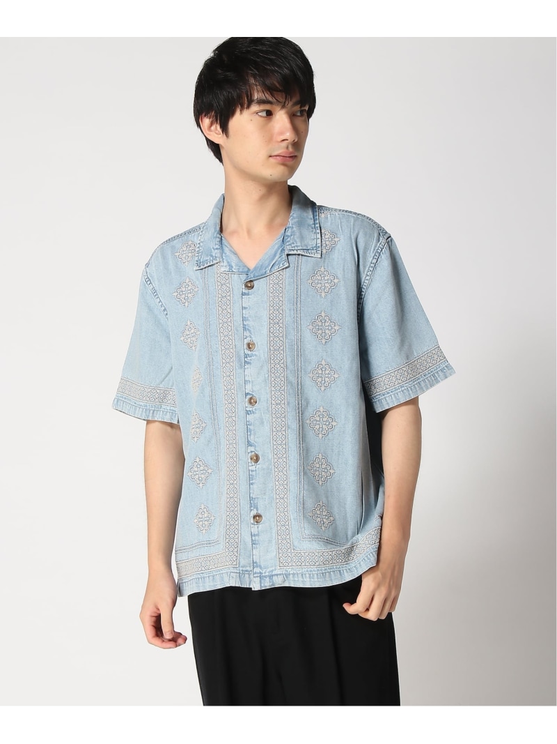 GUESS GUESS/(M)OASIS Embroidered Shirt ゲス トップス シャツ・ブラウス ブルー【送料無料】| Fashion Men