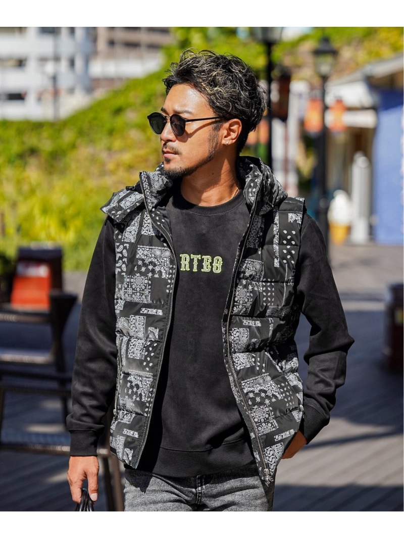 Retro Engine Retro Engine/(M)RTEG Paisley/O.E VEST アダムスジャグラー ジャケット・アウター ダウンジャケット・ダウンベスト レッド ブラック【送料無料】| Fashion Men