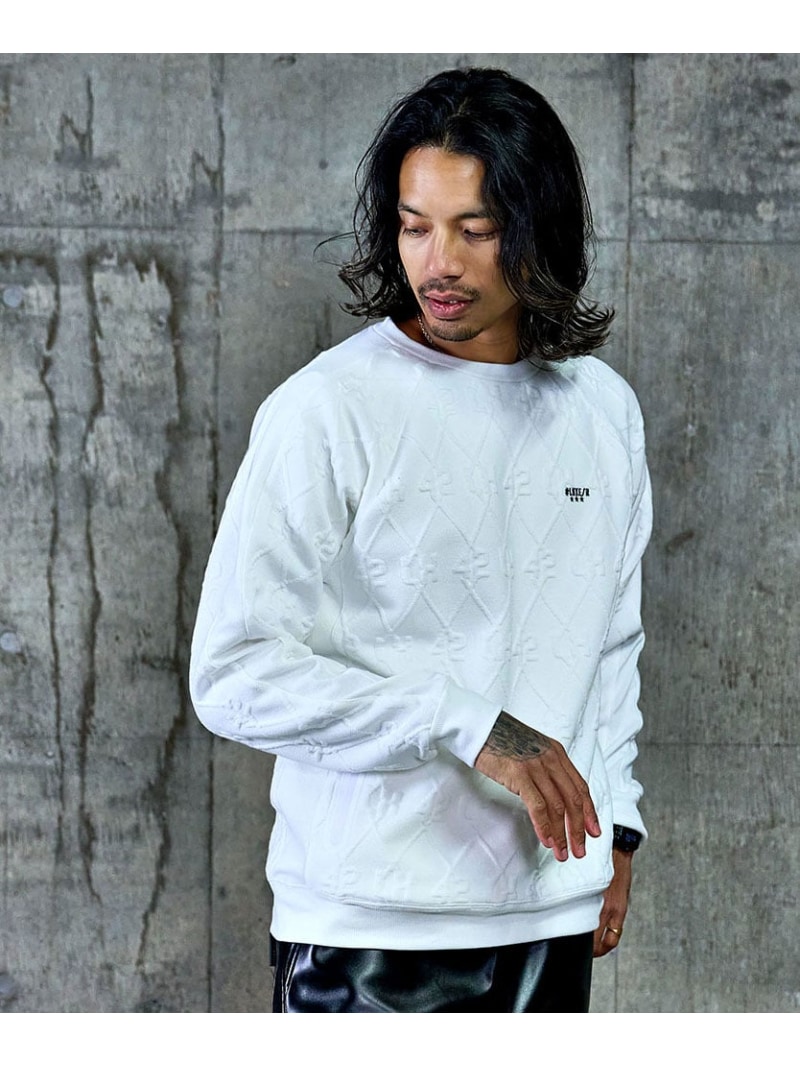 SB select LUXE/R ふくれジャガードトレーナー シルバーバレット トップス スウェット・トレーナー ホワイト ブラック【送料無料】