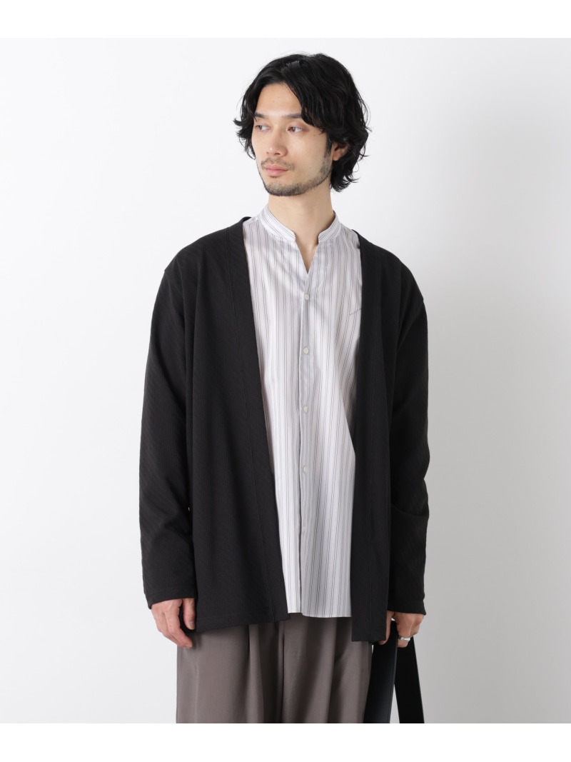 NANO universe リンクスジャガードトッパーカーディガン ナノユニバース トップス カットソー・Tシャツ ブラック グレー【送料無料】