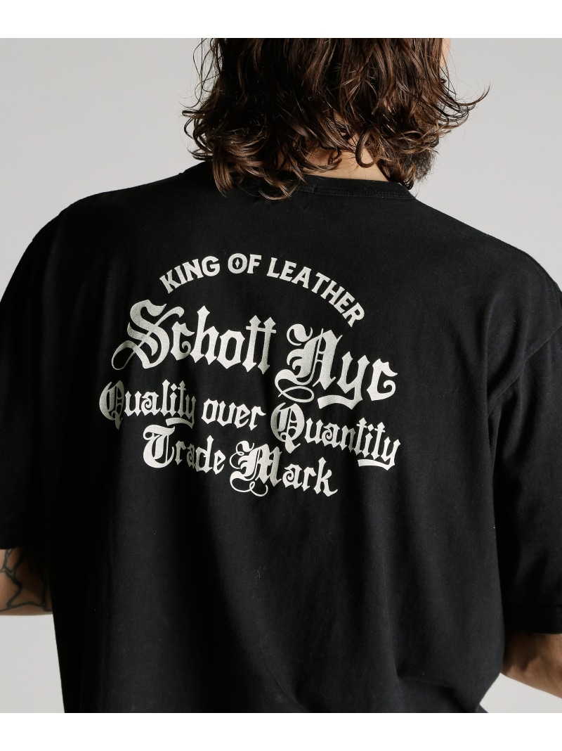 Schott QUALITY OVER QUANTITY T-SHIRT/クオリティ オーバー クアンティティ Tシャツ ショット トップス カットソー・Tシャツ レッド ブラック【送料無料】｜ Fashion Men