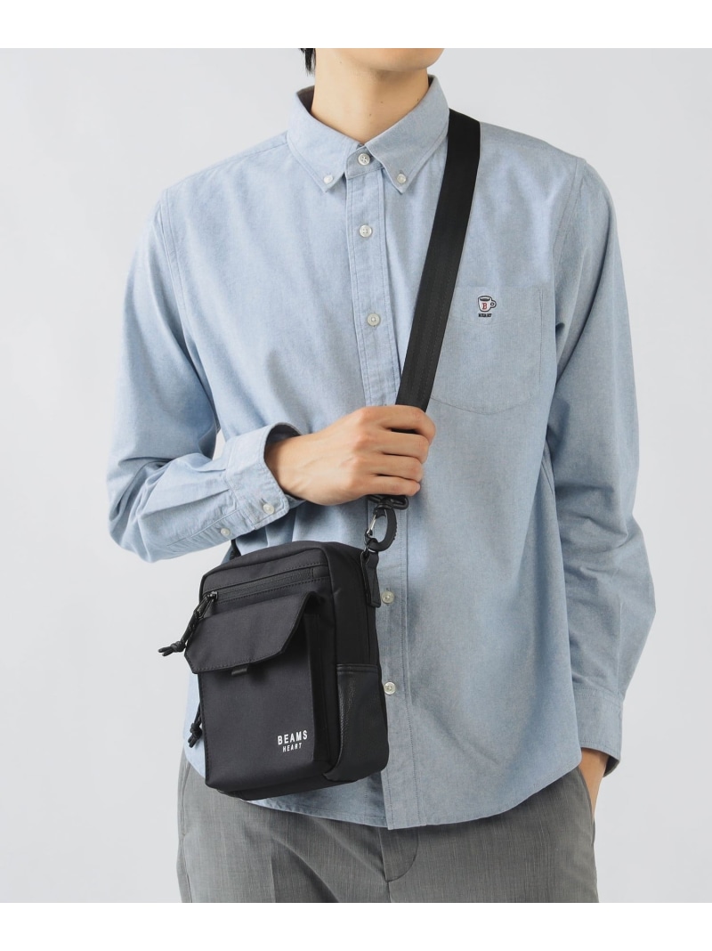 BEAMS HEART MEN シャンブレー 杢素材 ミニ ショルダーバッグ ビームス ハート バッグ ショルダーバッグ グレー ブラック【送料無料】