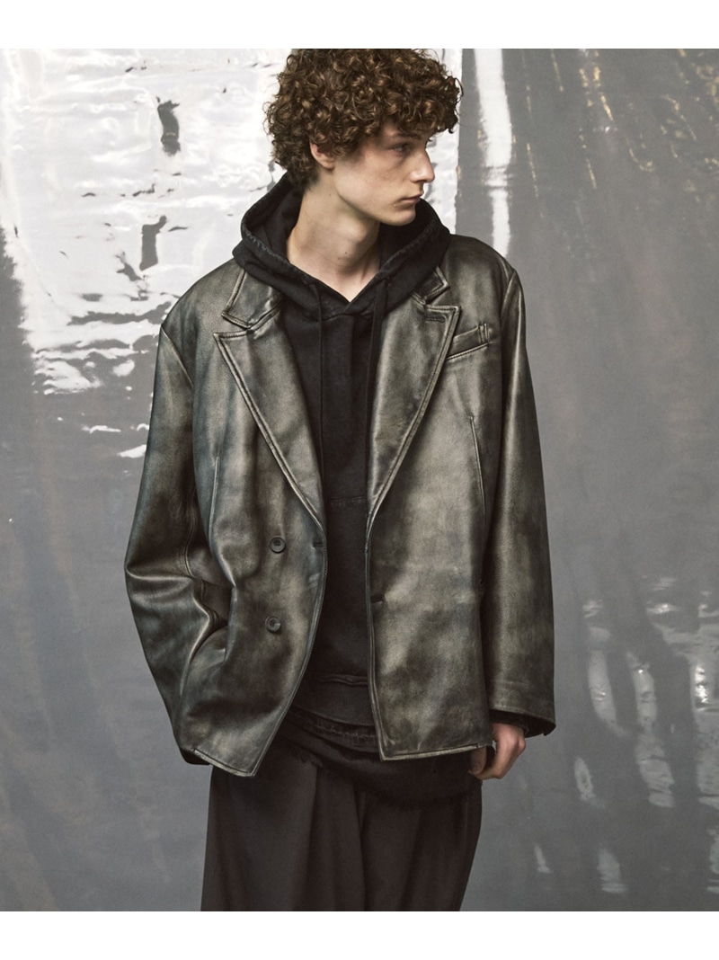 MAISON SPECIAL Sheep Leather Peaked Lapel Semi-Double Tailored Jacket メゾンスペシャル ジャケット・アウター テーラードジャケット・ブレザー ブラック【送料無料】