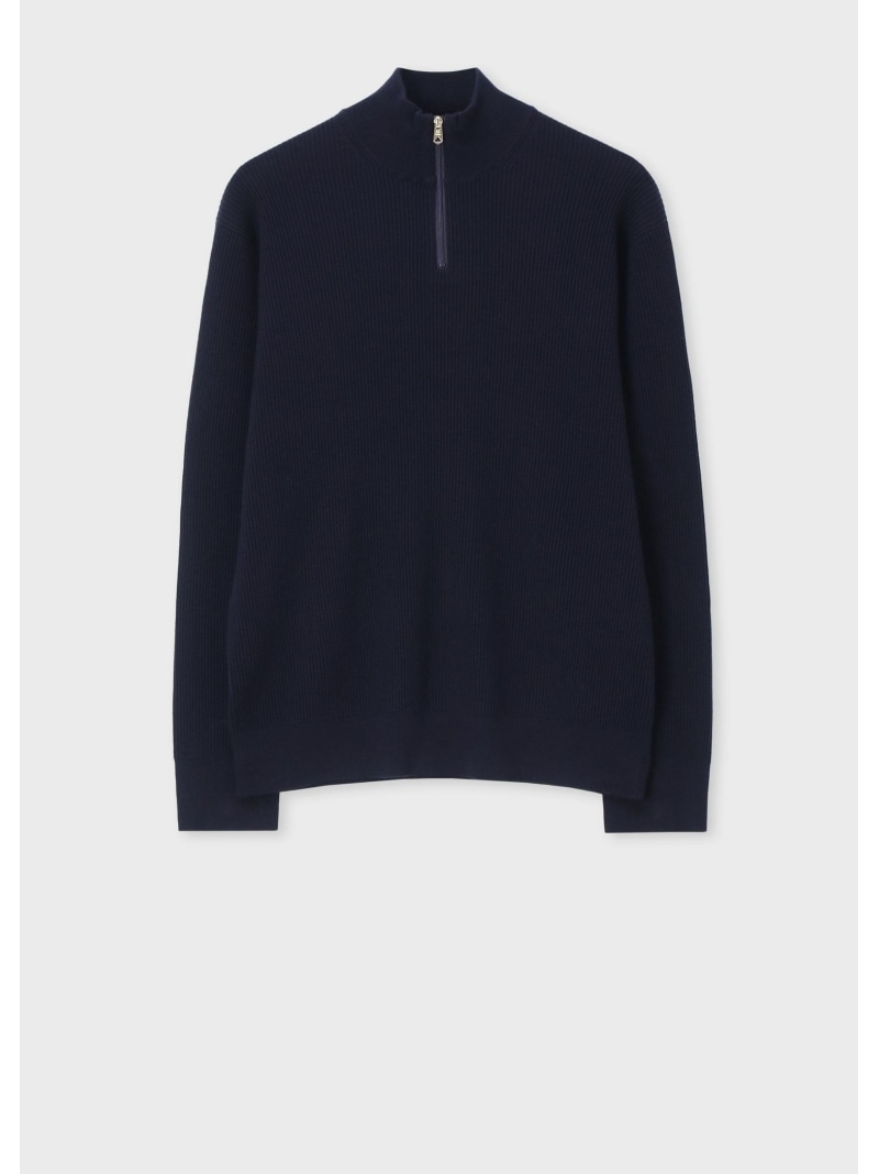 Paul Smith シグネチャーストライプテープ ハーフジップニット 極点・スミス トップス 編み物 赤銅色 米国海軍【貨物輸送無料】
