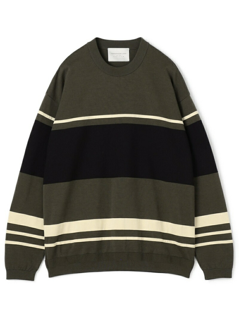 TOMORROWLAND MEN TRICOT パネルボーダー コットンポリエステル クルーネックプルオーバー TOMORROWLAND MEN TRICOT パネルボーダー コットンポリエステル クルーネックプルオーバー