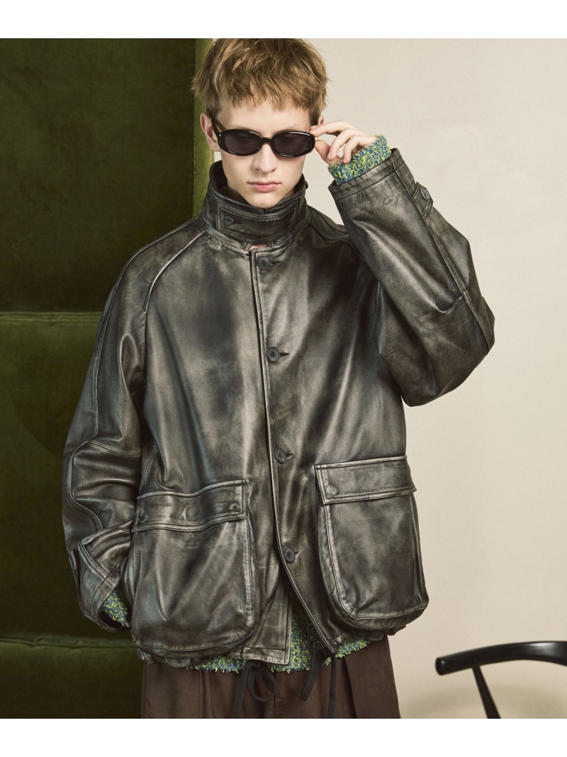 MAISON SPECIAL Sheep Leather Front Button Single Blouson メゾンスペシャル ジャケット・アウター ブルゾン・ジャンパー ブラック ブラウン【送料無料】｜ Fashion Men