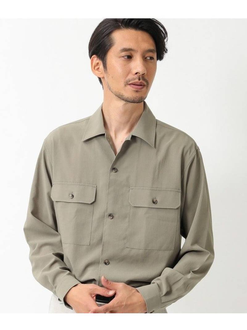 Crowded Closet Breeze Cool ブリーズクール オープンカラー麻調サファリシャツ メンズ ビギ シャツ ブラウス 長袖シャツ ホワイト ネイビー カーキ 送料無料 Alpshome Co Uk