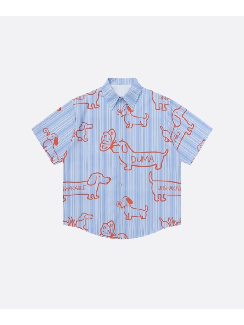 U:UME Dachshund Dandy Shirt ユーム トップス シャツ・ブラウス ブルー グレー【先行予約】*【送料無料】｜ Fashion Men